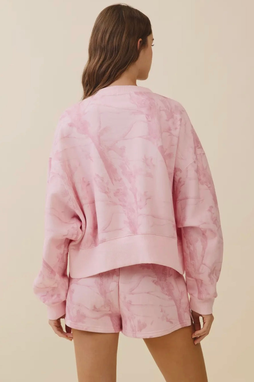 Pink Camo Print Drop Shoulder Sweatshirt