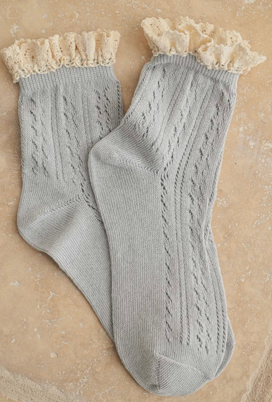 Net Pointelle With Crochet Trim Socks
