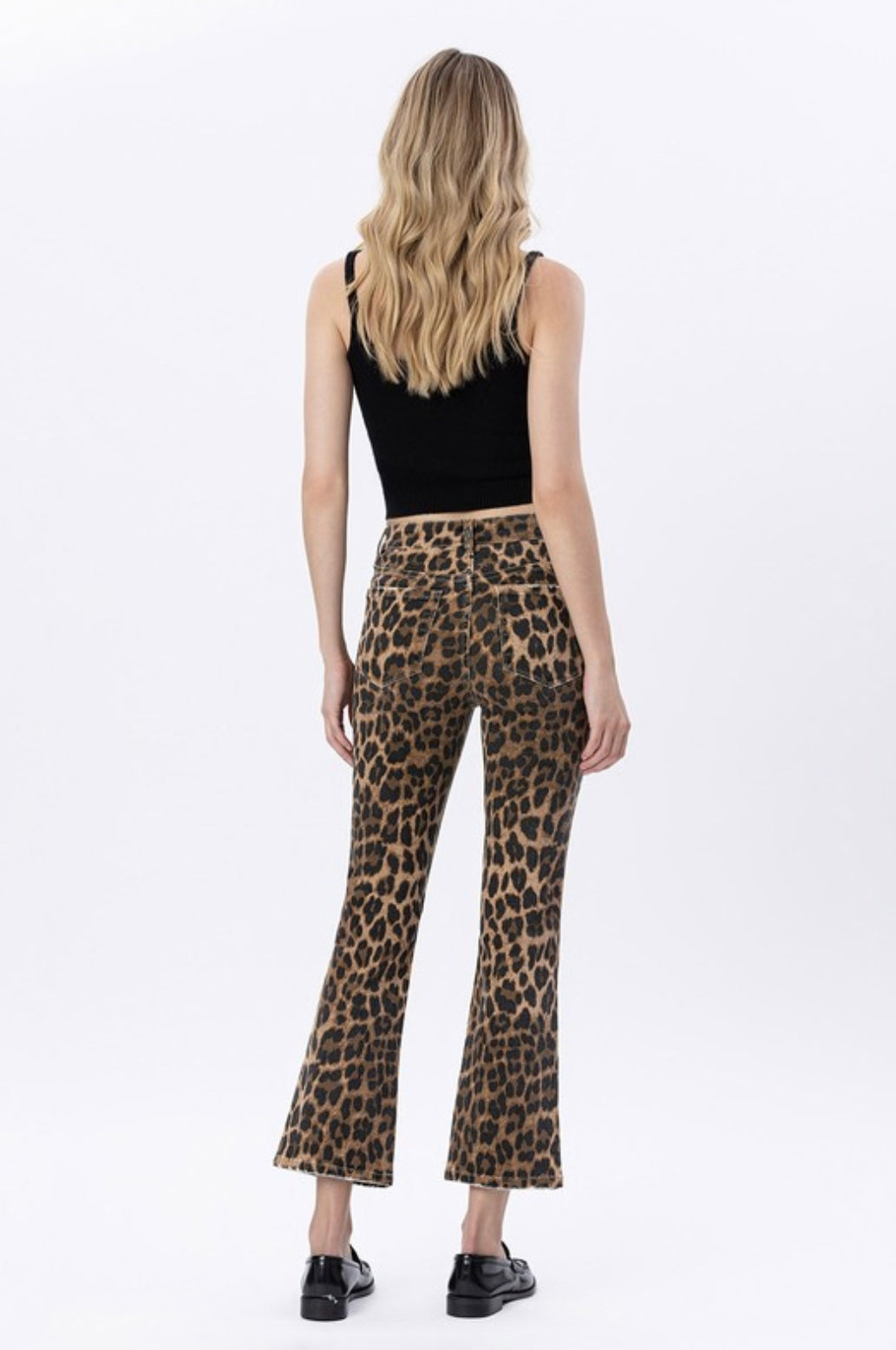 Lovervet High Rise Kick Flare Leopard Jean