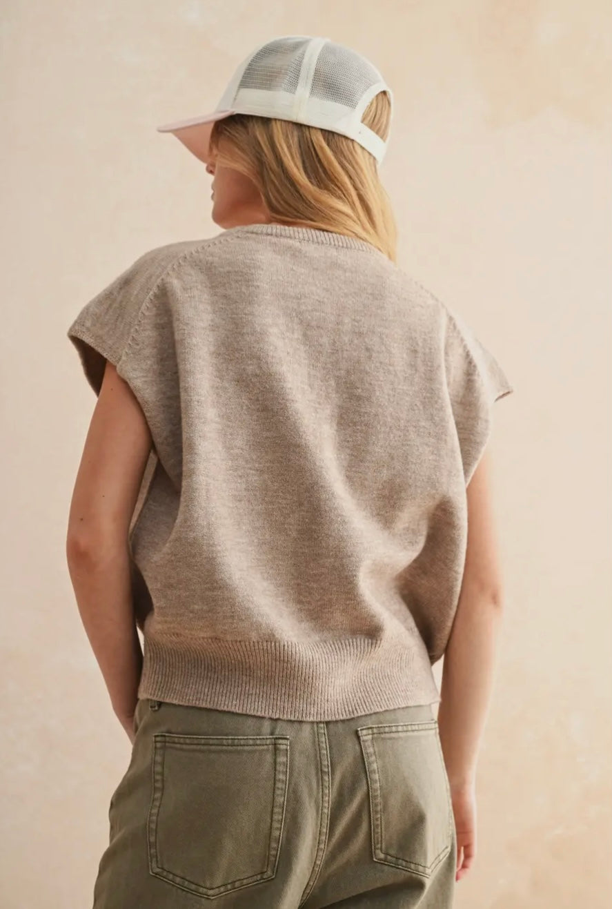 Loose Fit Short Sleeve Sweater Top