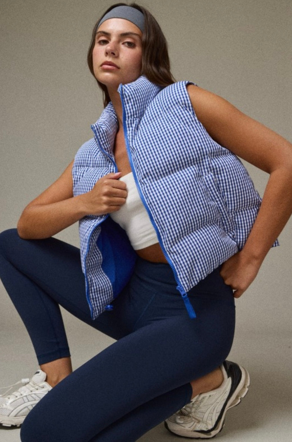 Gingham Puffer Vest