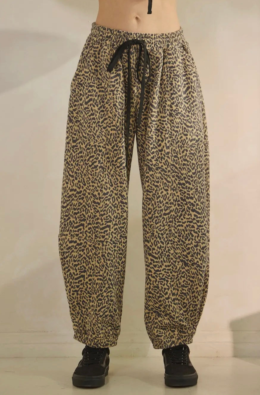 Leopard Printed French Terry Pant