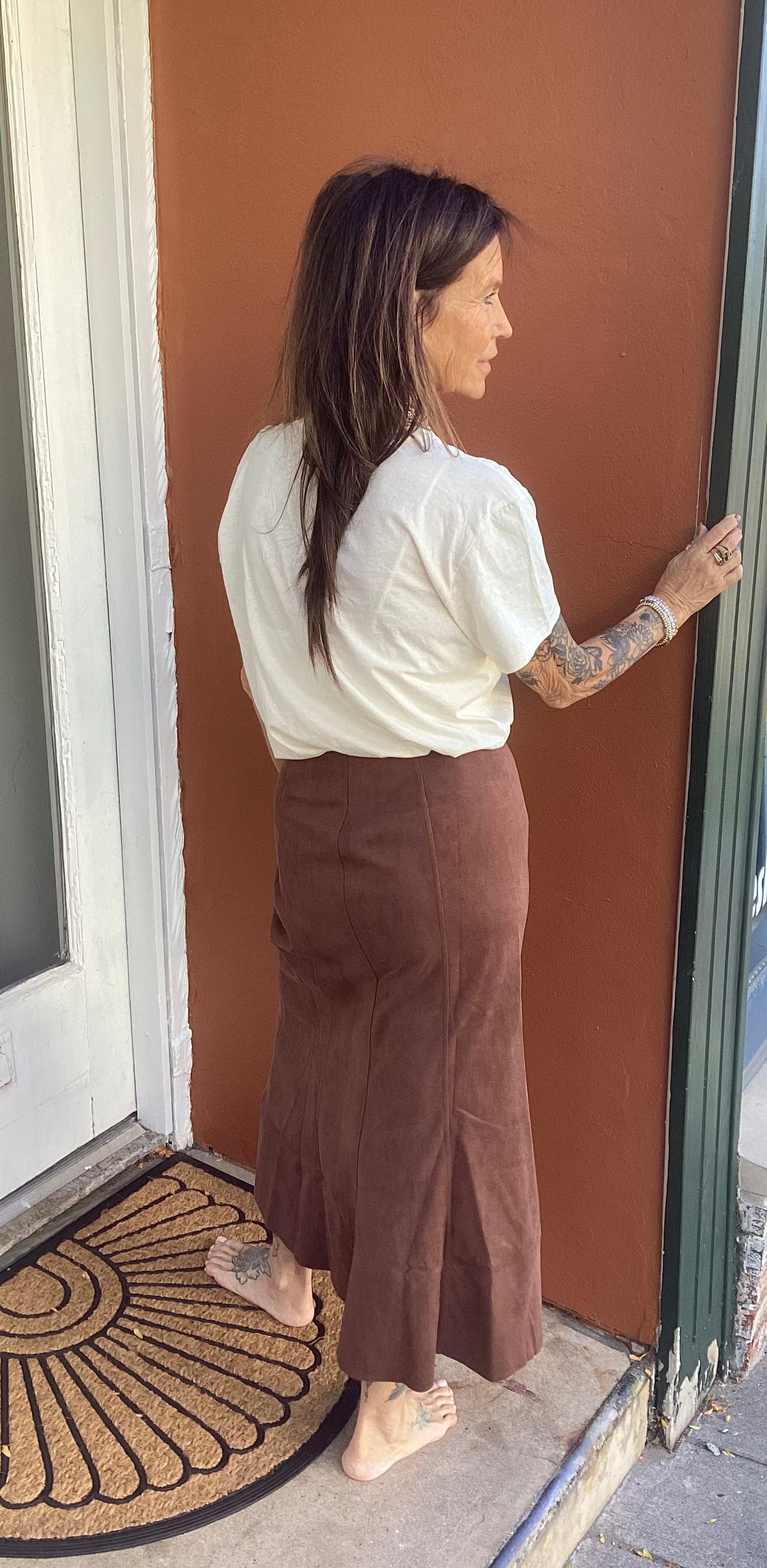 THML Long Suede Skirt