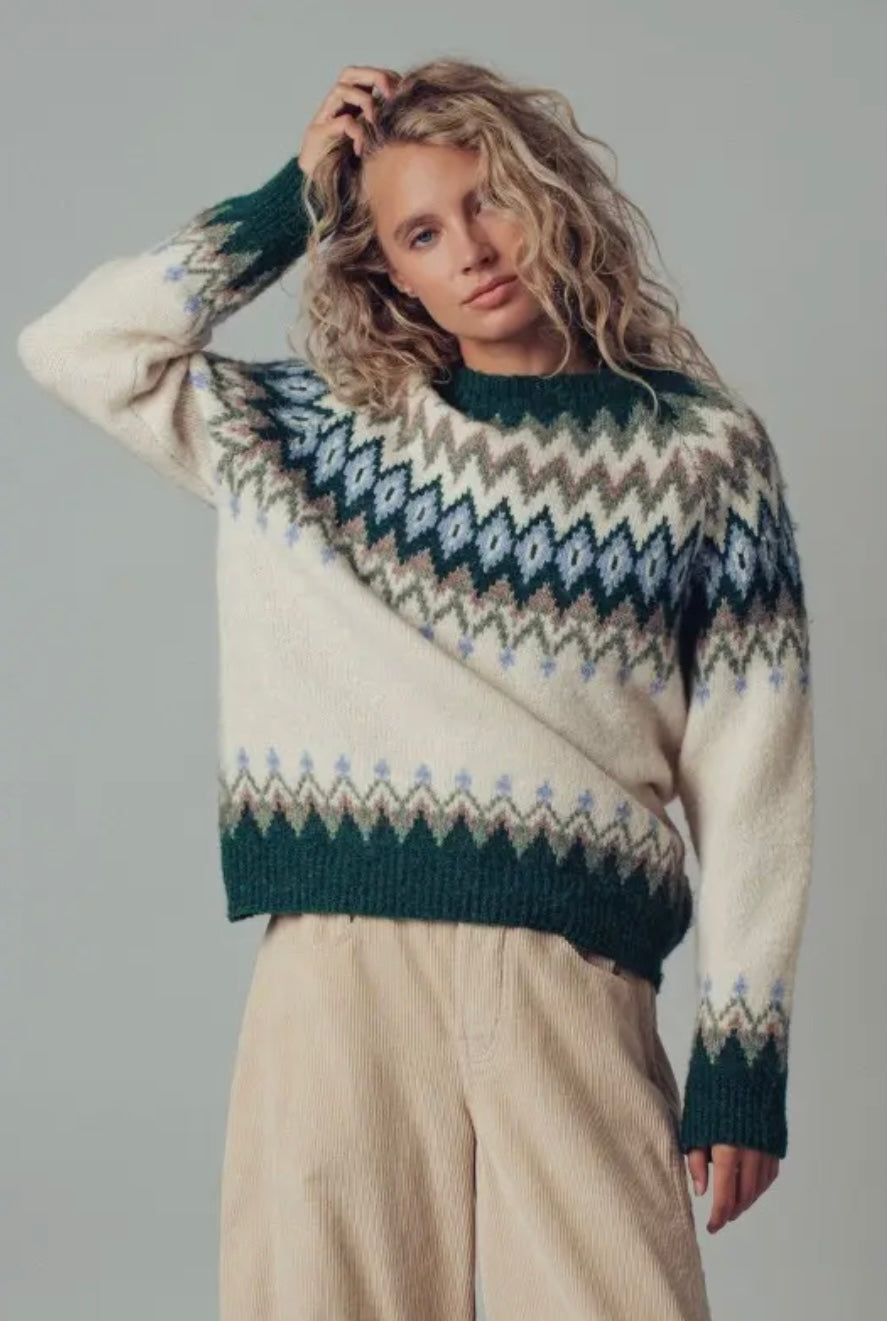 Fair Isle Wool Blend Sweater Top