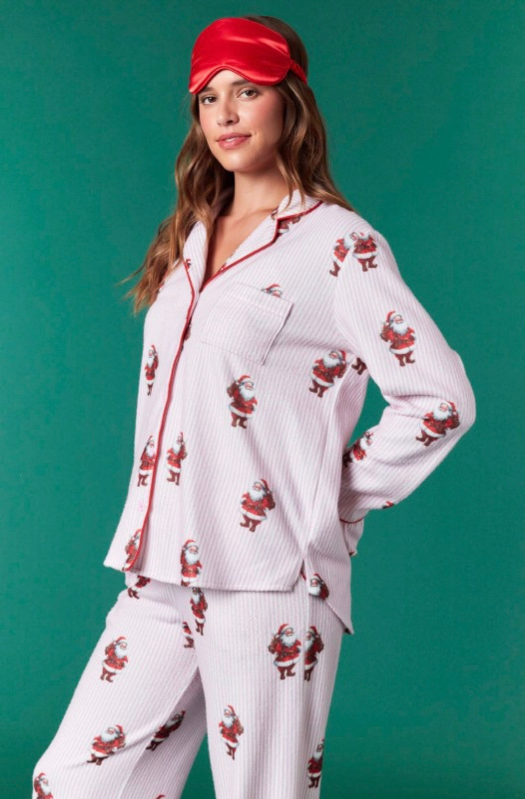 Santa Claus Striped Brushed Knit Pajamas