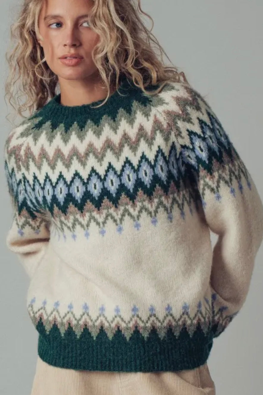 Fair Isle Wool Blend Sweater Top