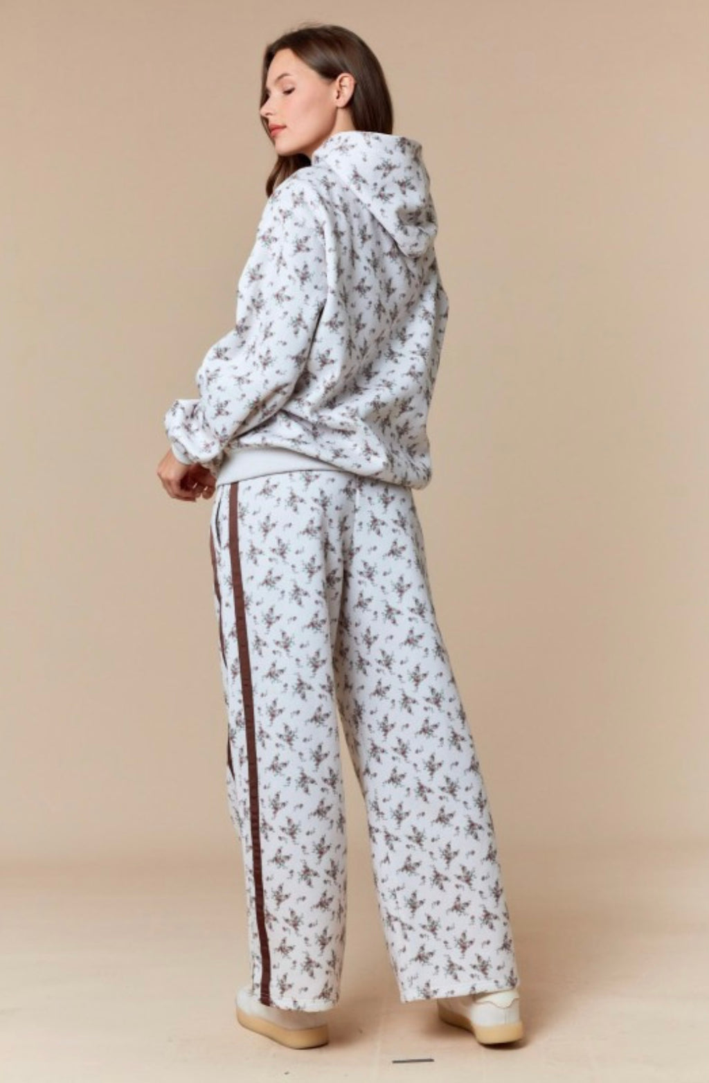 Floral Printed Fleece Hoodie