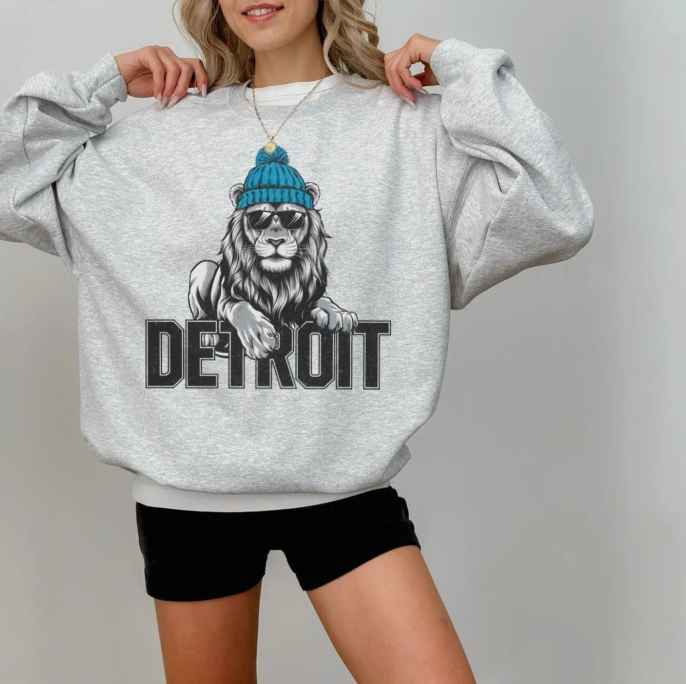 Detroit Beanie Lion Mascot Football Sweatshirt