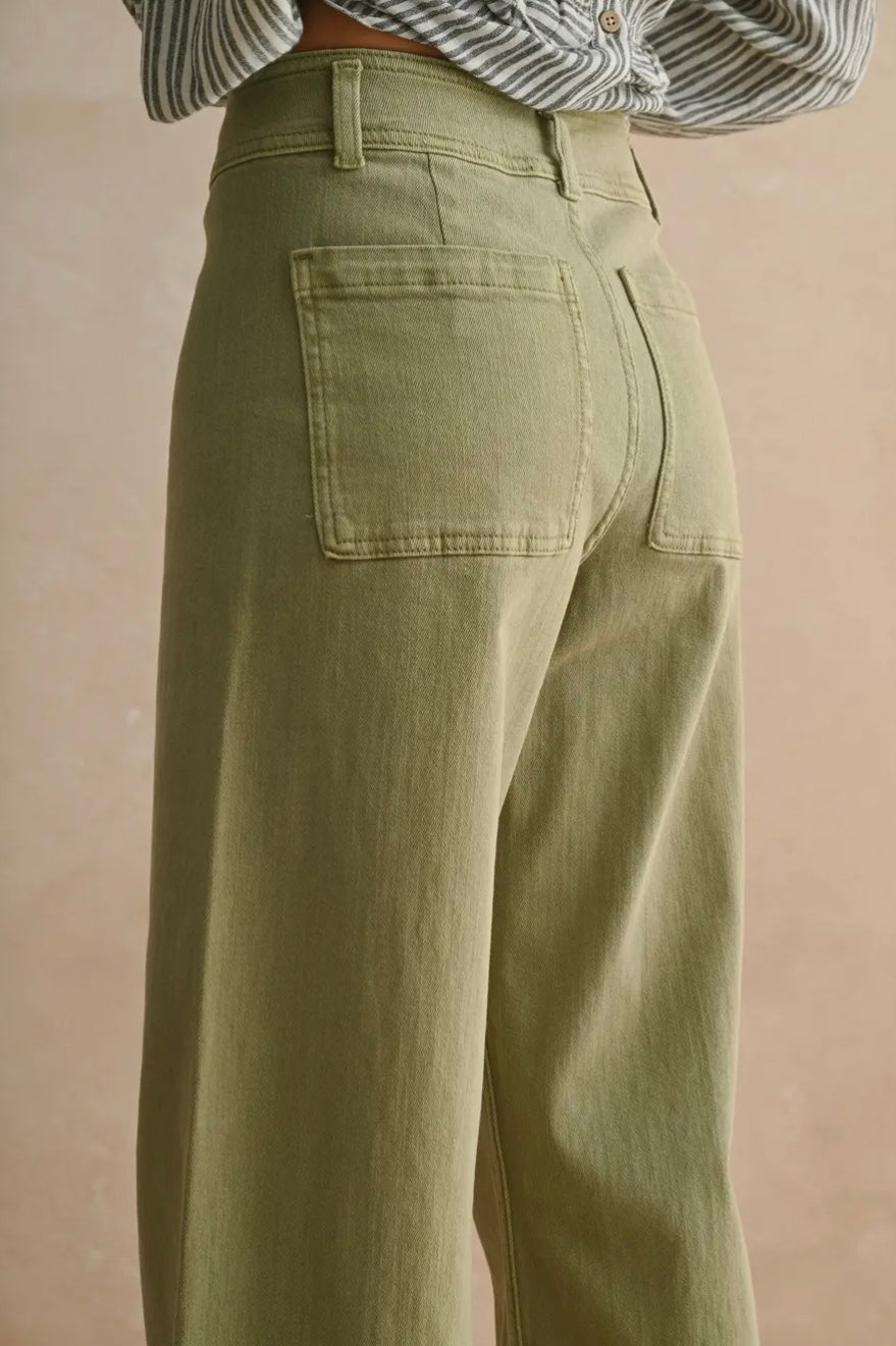 Straight Wide Leg Denim Pants