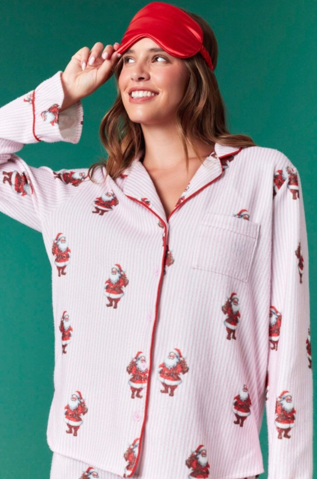 Santa Claus Striped Brushed Knit Pajamas