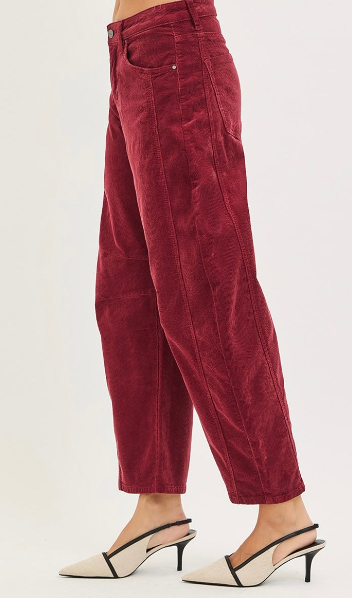 Risen Jeans Slouchy Ankle Barrel Corduroy Pants