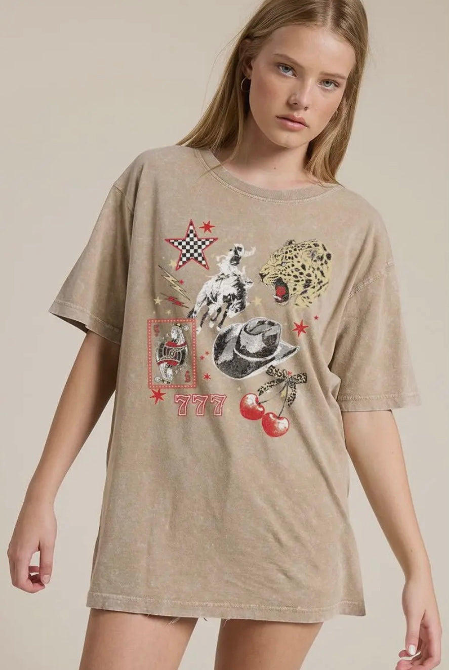 Retro Western Collage Vintage Graphic Boyfriend Tee