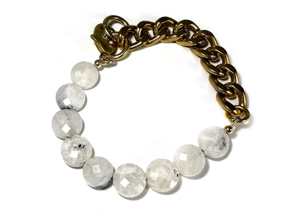 Rachel Nathan Bracelet Remix : Moonstone Coin