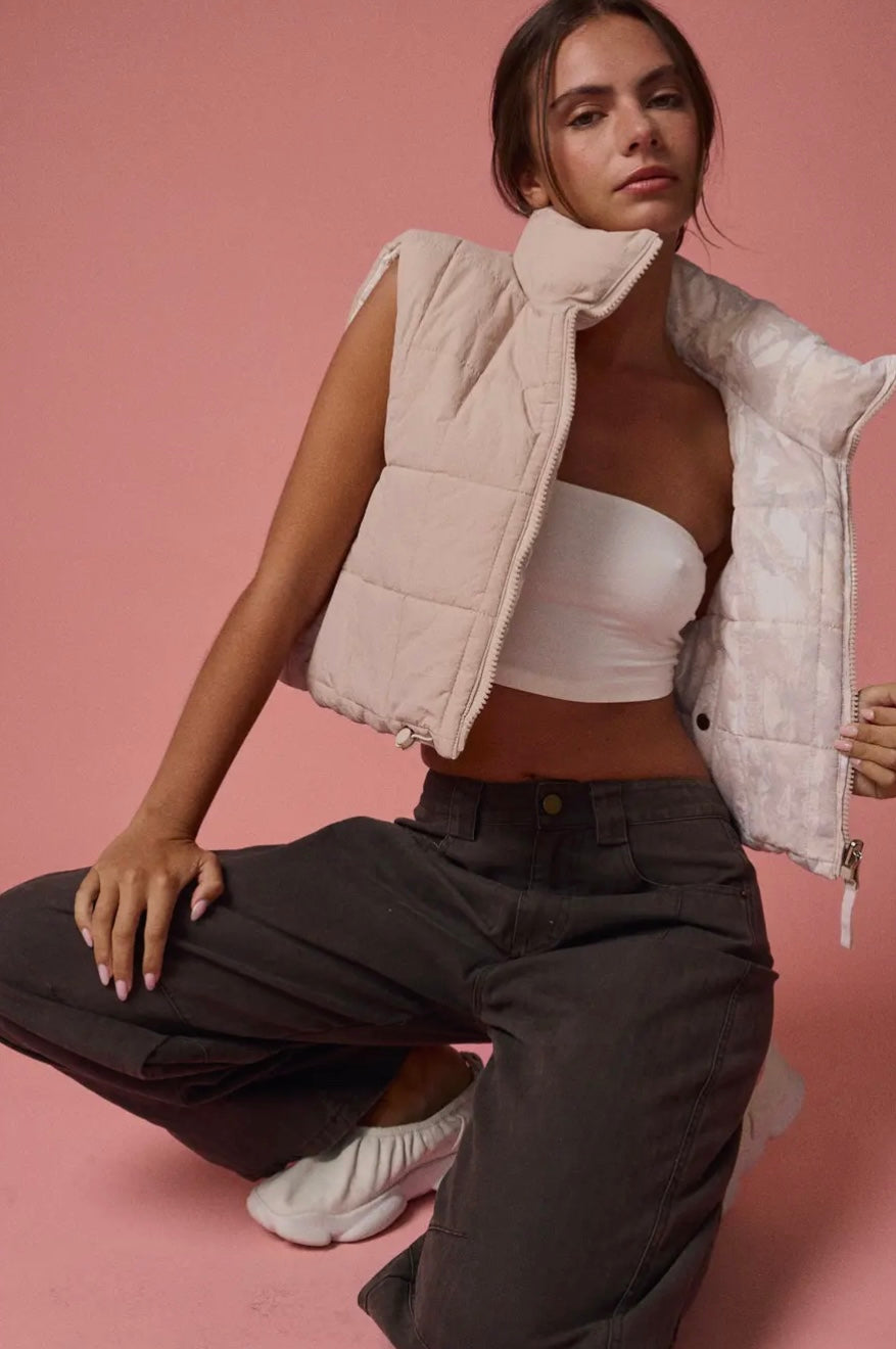 Camo Cropped Puffer Vest