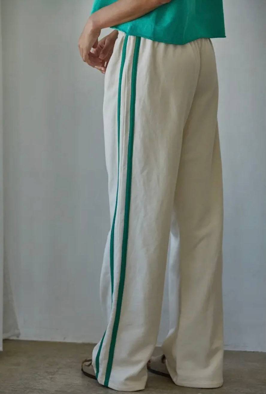 Knit Cotton French Terry Side Contrast Trim Pant