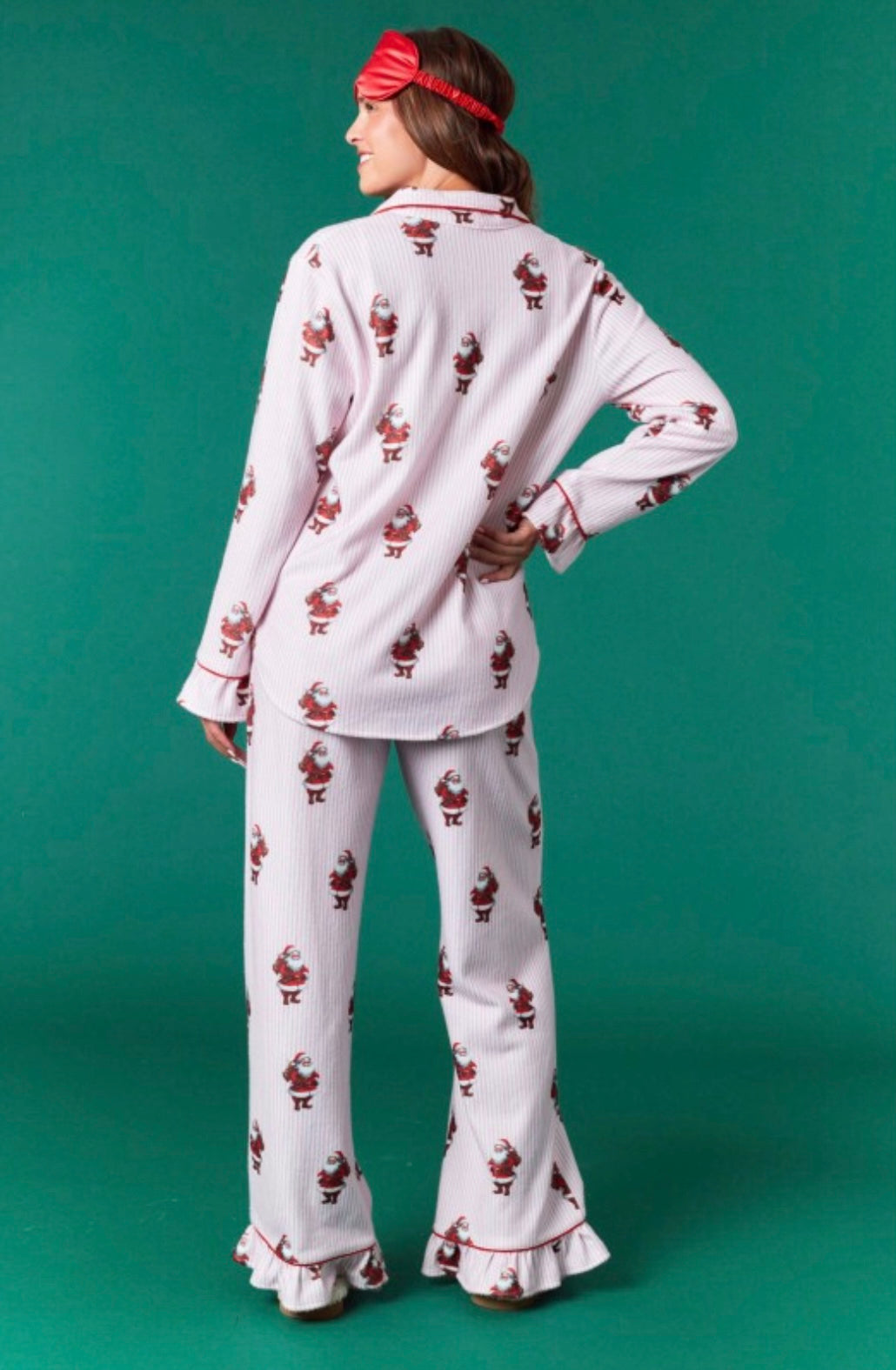 Santa Claus Striped Brushed Knit Pajamas