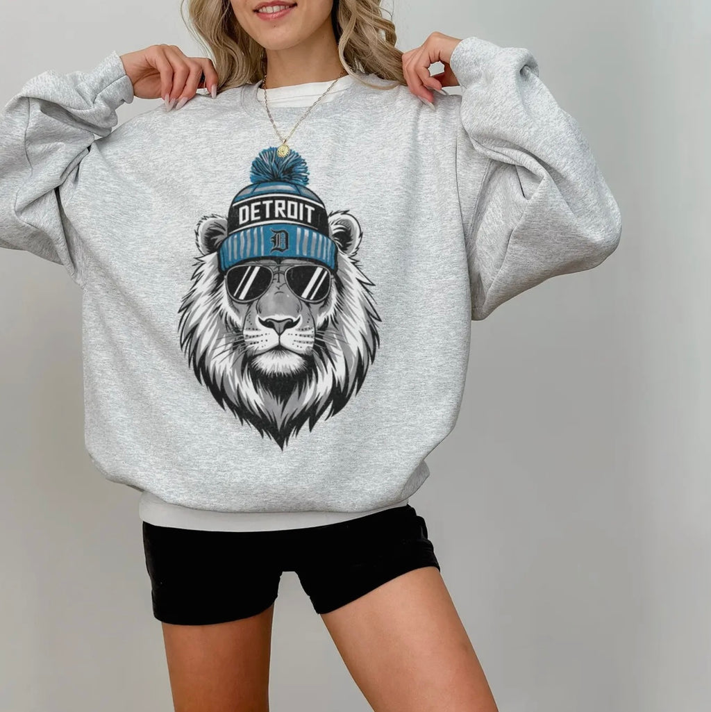 Detroit Lion Beanie Crewneck