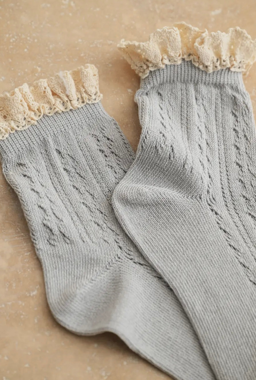 Net Pointelle With Crochet Trim Socks