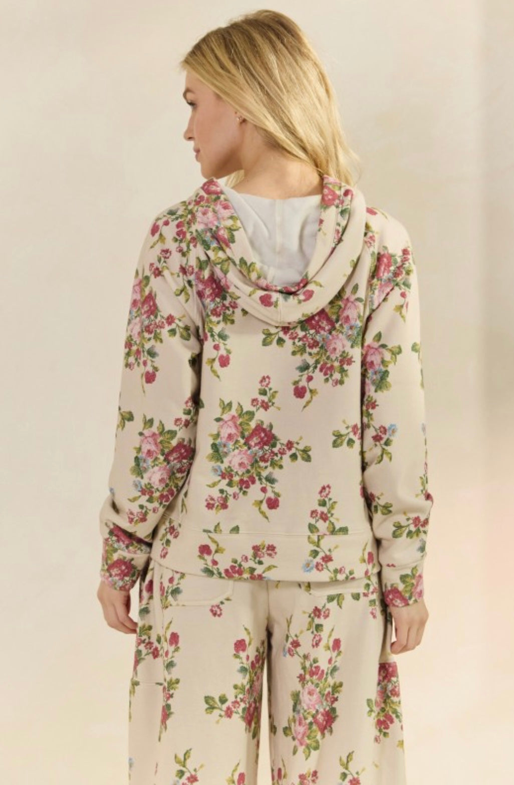 Floral Print French Terry Hoodie