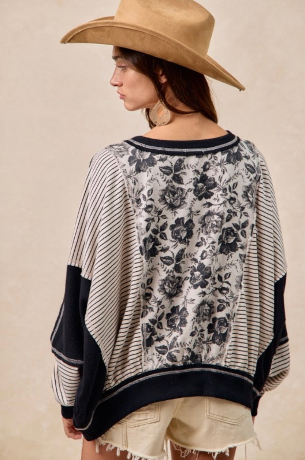 Rose Twill And Stripe Mix & Match Top