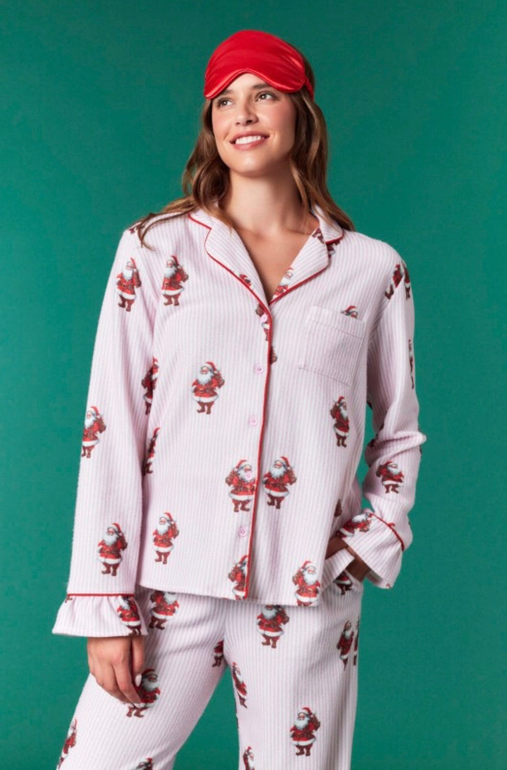 Santa Claus Striped Brushed Knit Pajamas