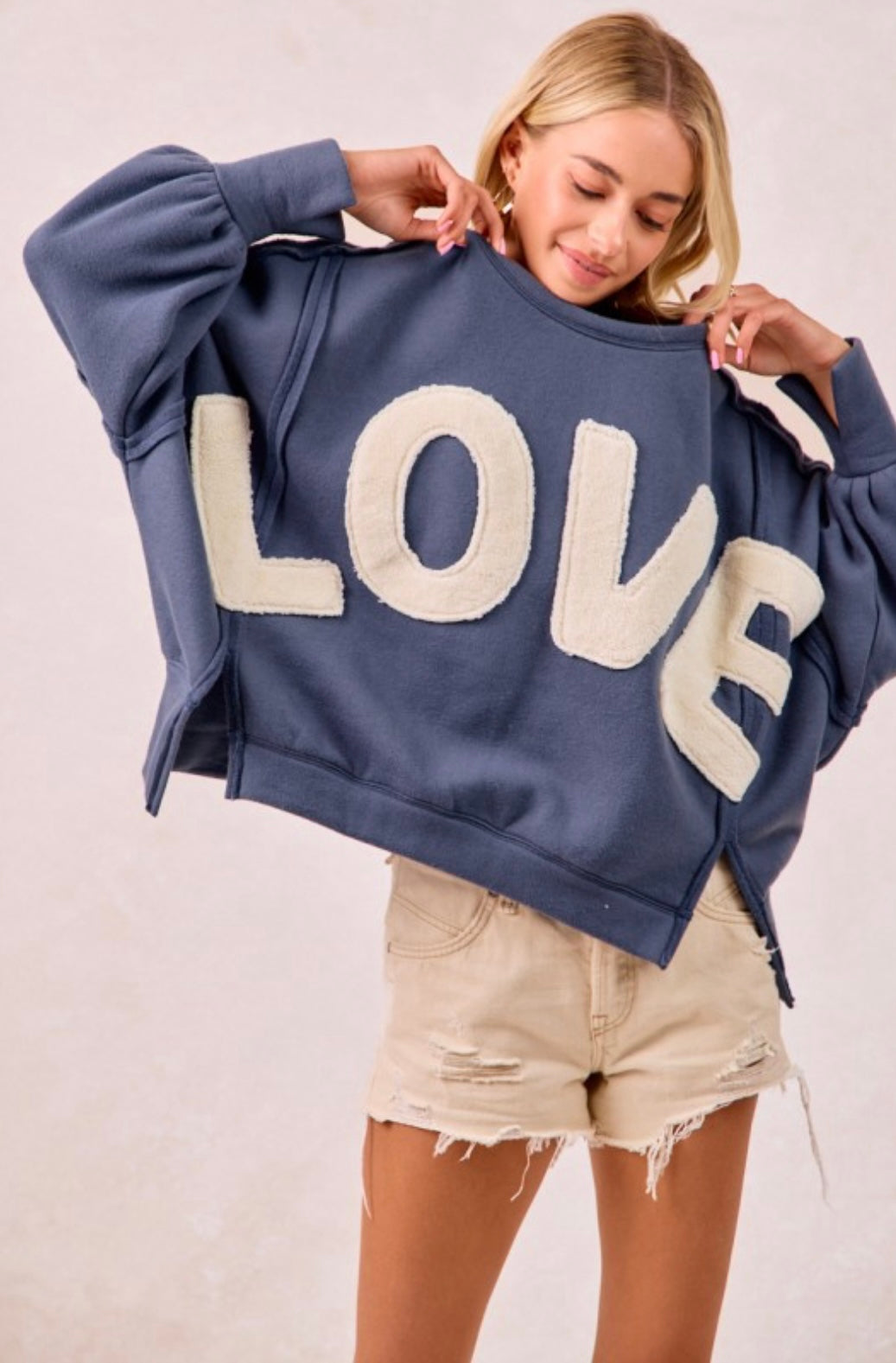Love Patchwork Fleece Sweatshirt