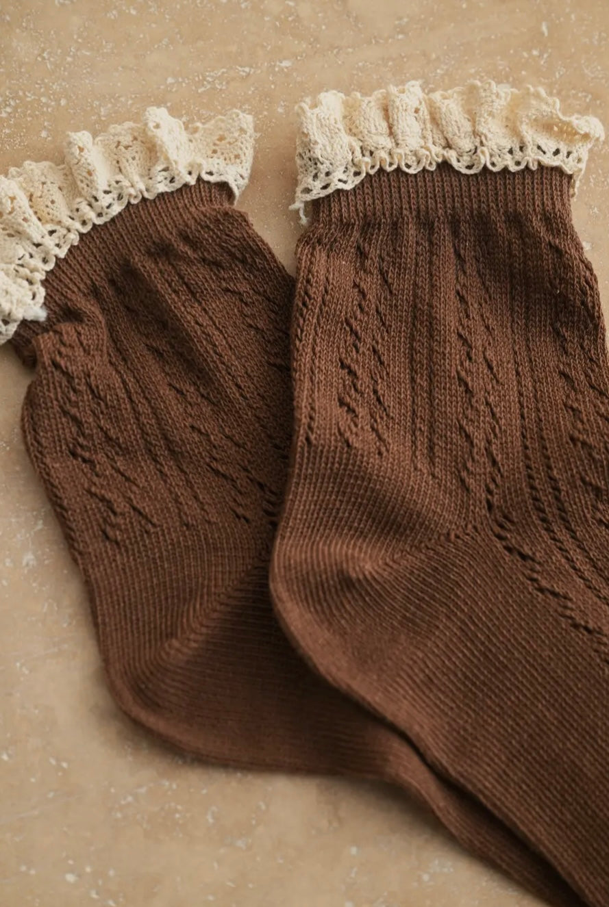 Net Pointelle With Crochet Trim Socks