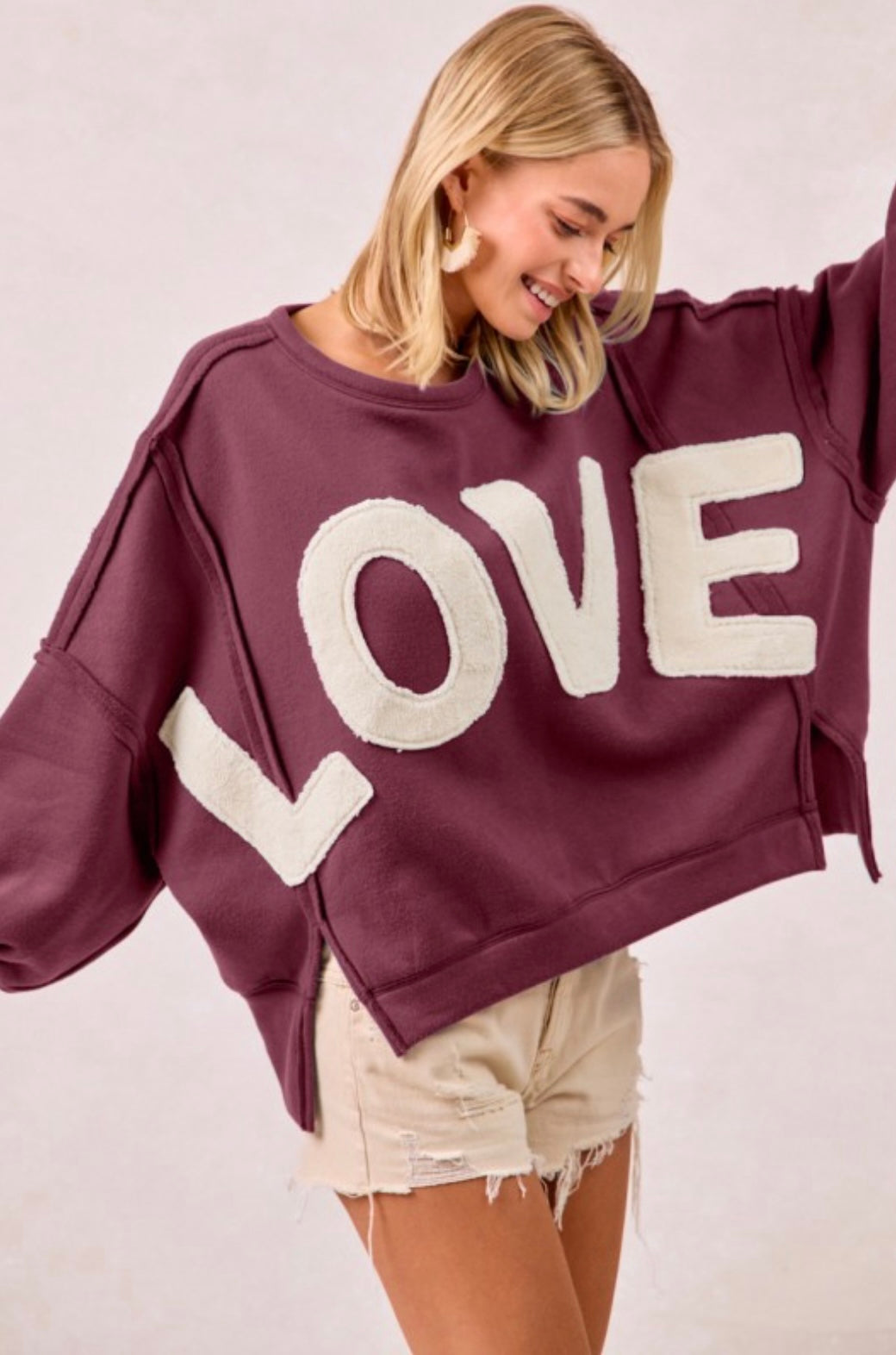 Love Patchwork Fleece Sweatshirt