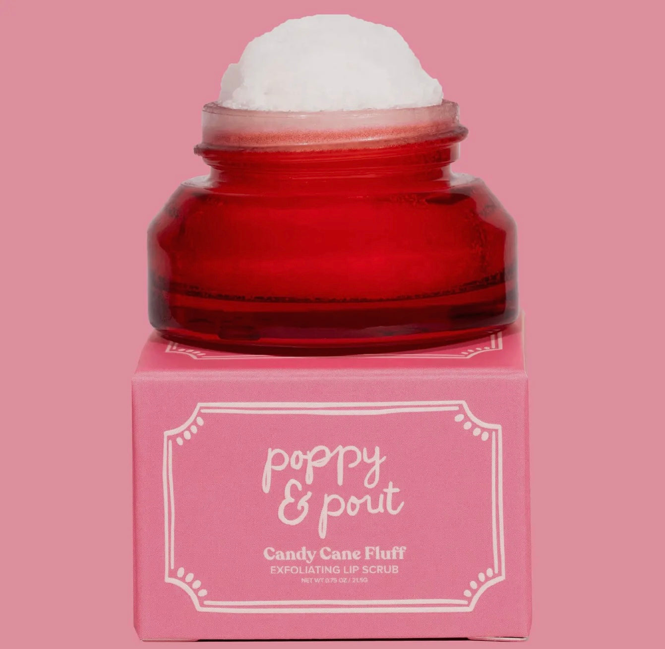 Poppy & Pout Candy Cane Fluff Holiday Lip Scrub