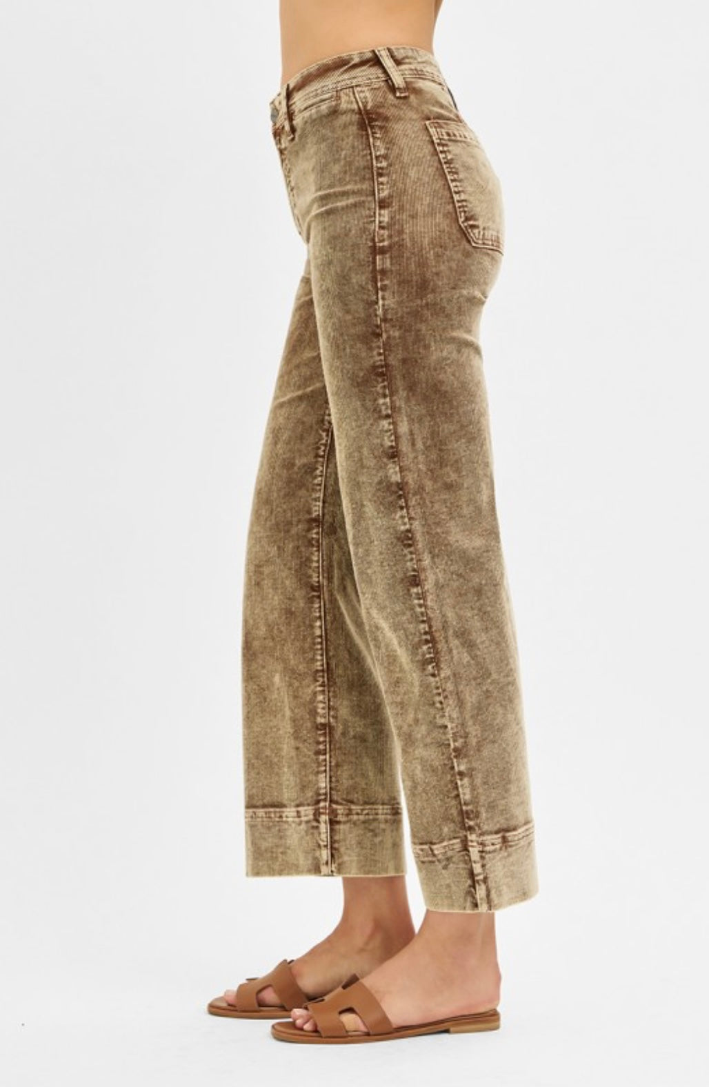 Risen Jeans High Rose Crop Straight Corduroy Pants