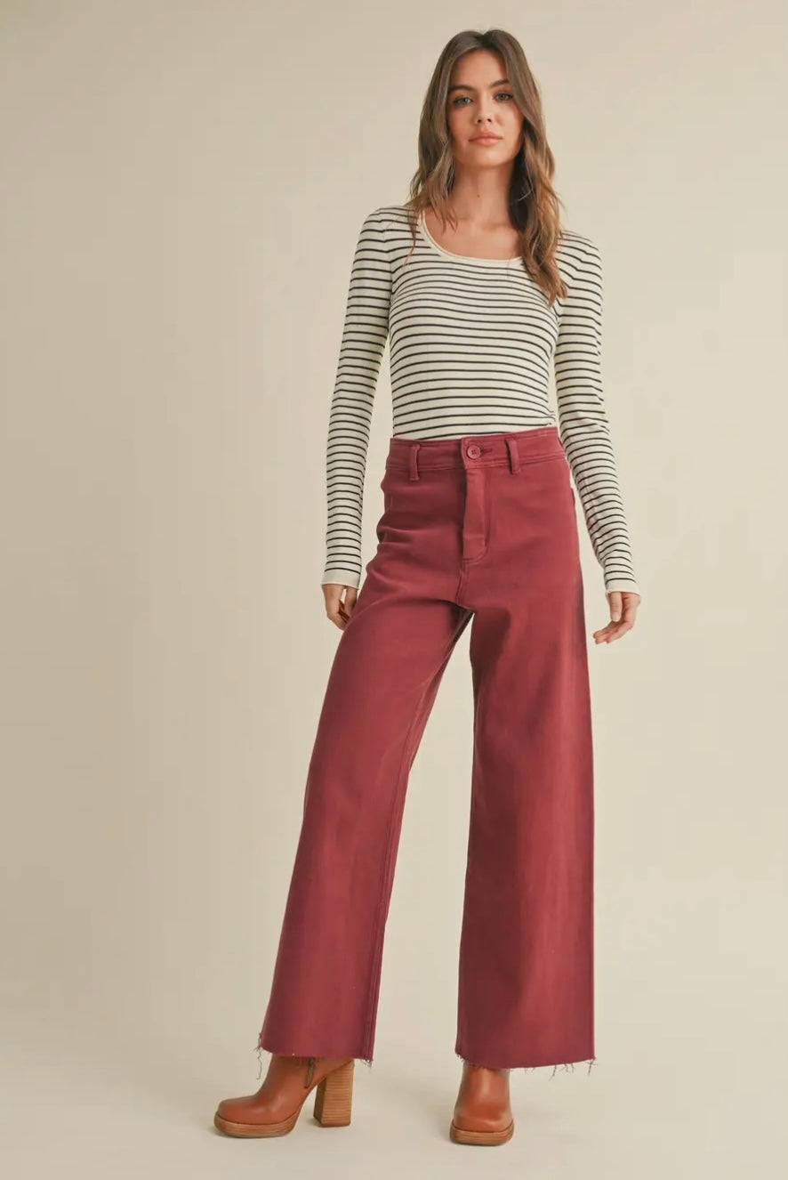 Straight Wide Leg Denim Pants