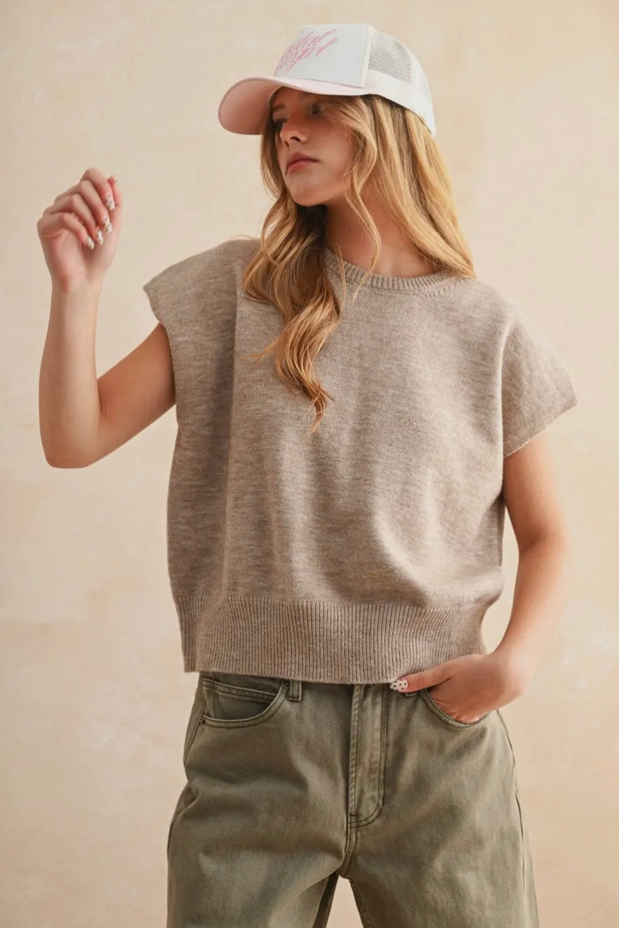 Loose Fit Short Sleeve Sweater Top