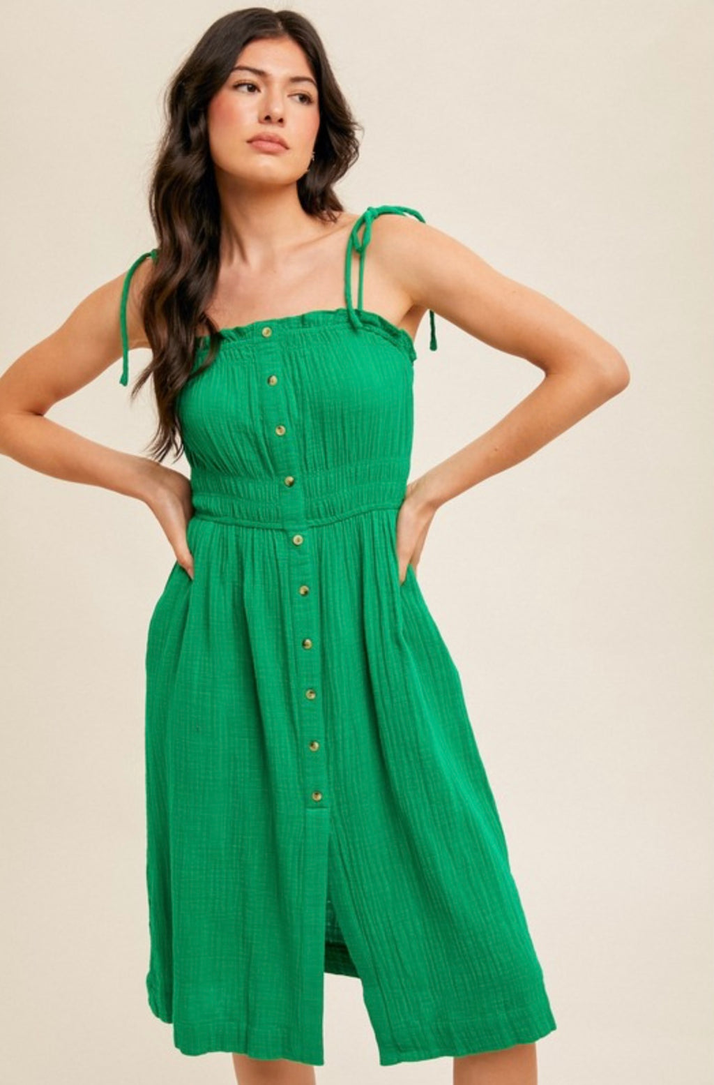 Kelly Green Button Down Dress