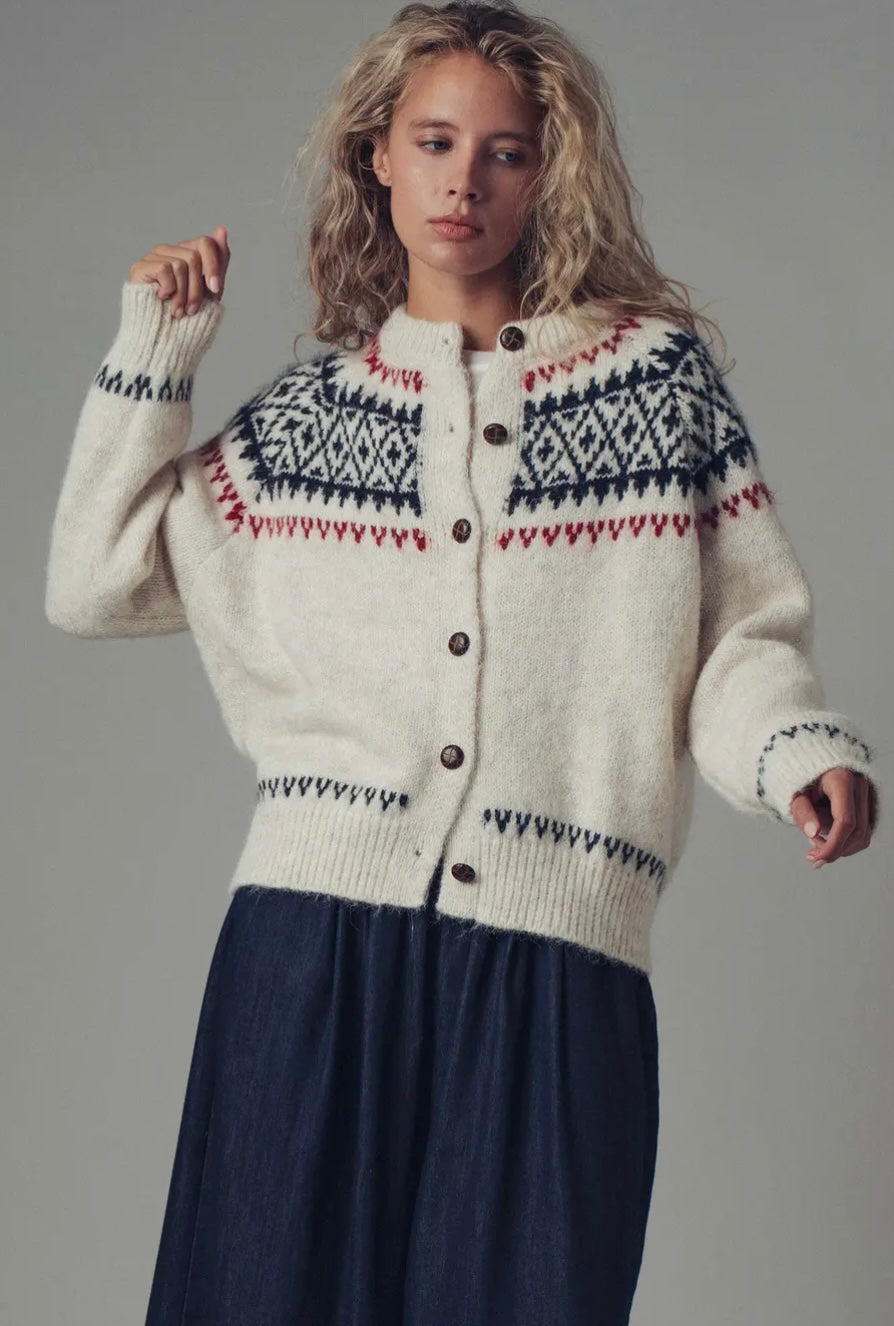 Fair Isle Nordic Toggle Knit Cardigan