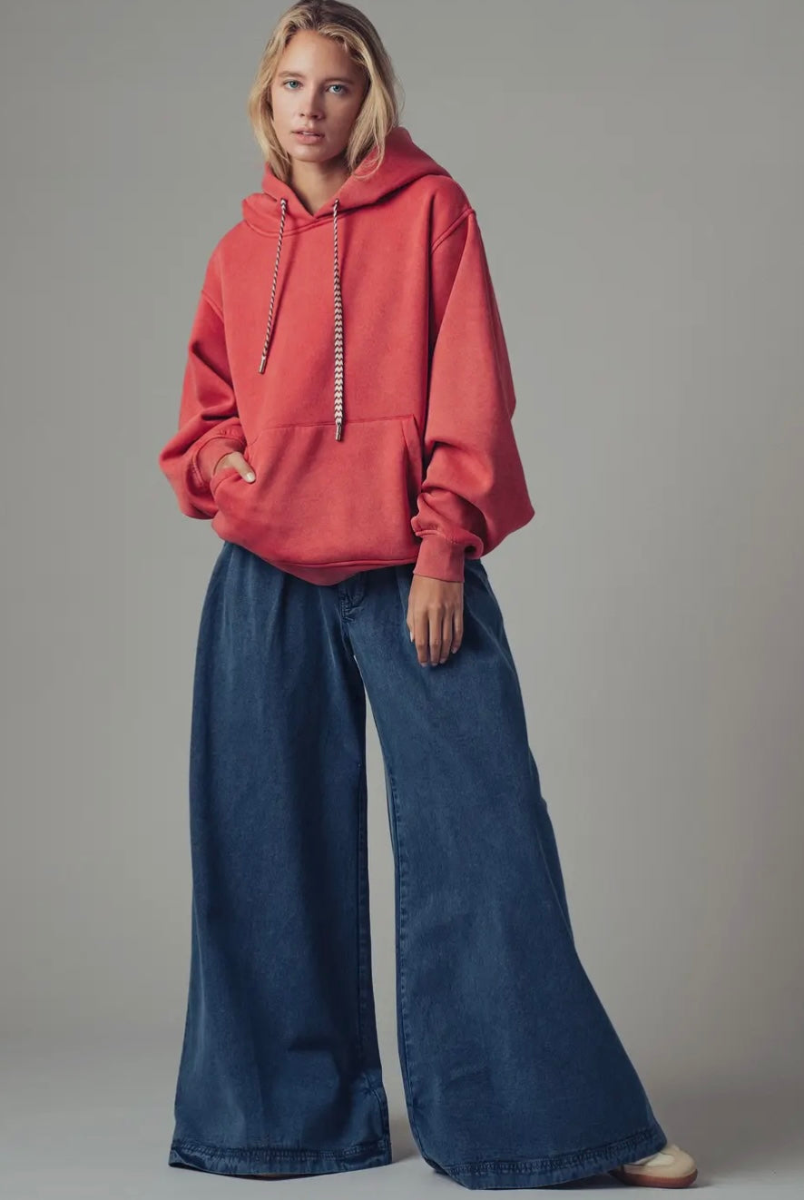 Vintage Wash Oversized Brushed Hoodie