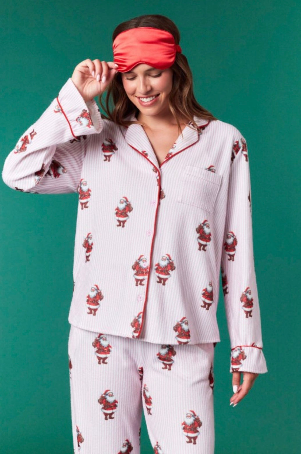 Santa Claus Striped Brushed Knit Pajamas