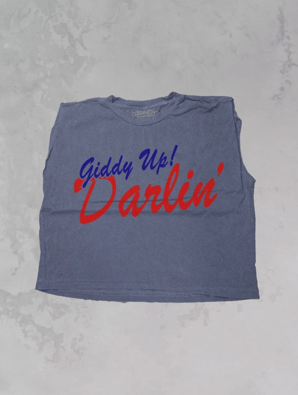 Giddy Up! Darlin’, Western Vintage Cropped Muscle Tank