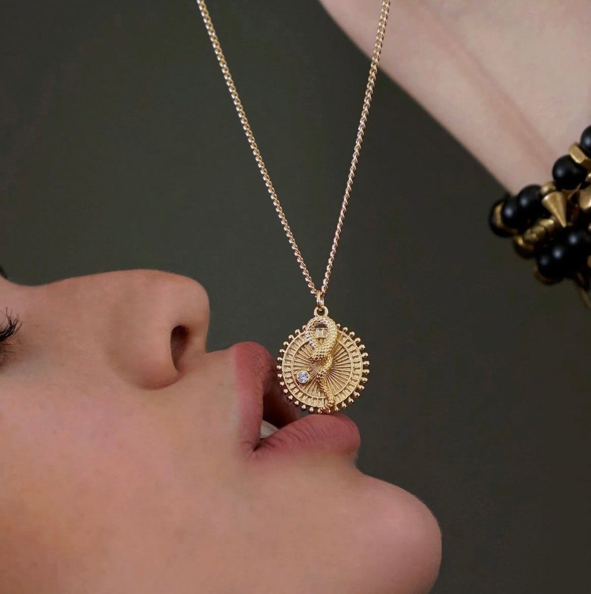 Rachel Nathan Pendant & Curb Necklace Queen Snake