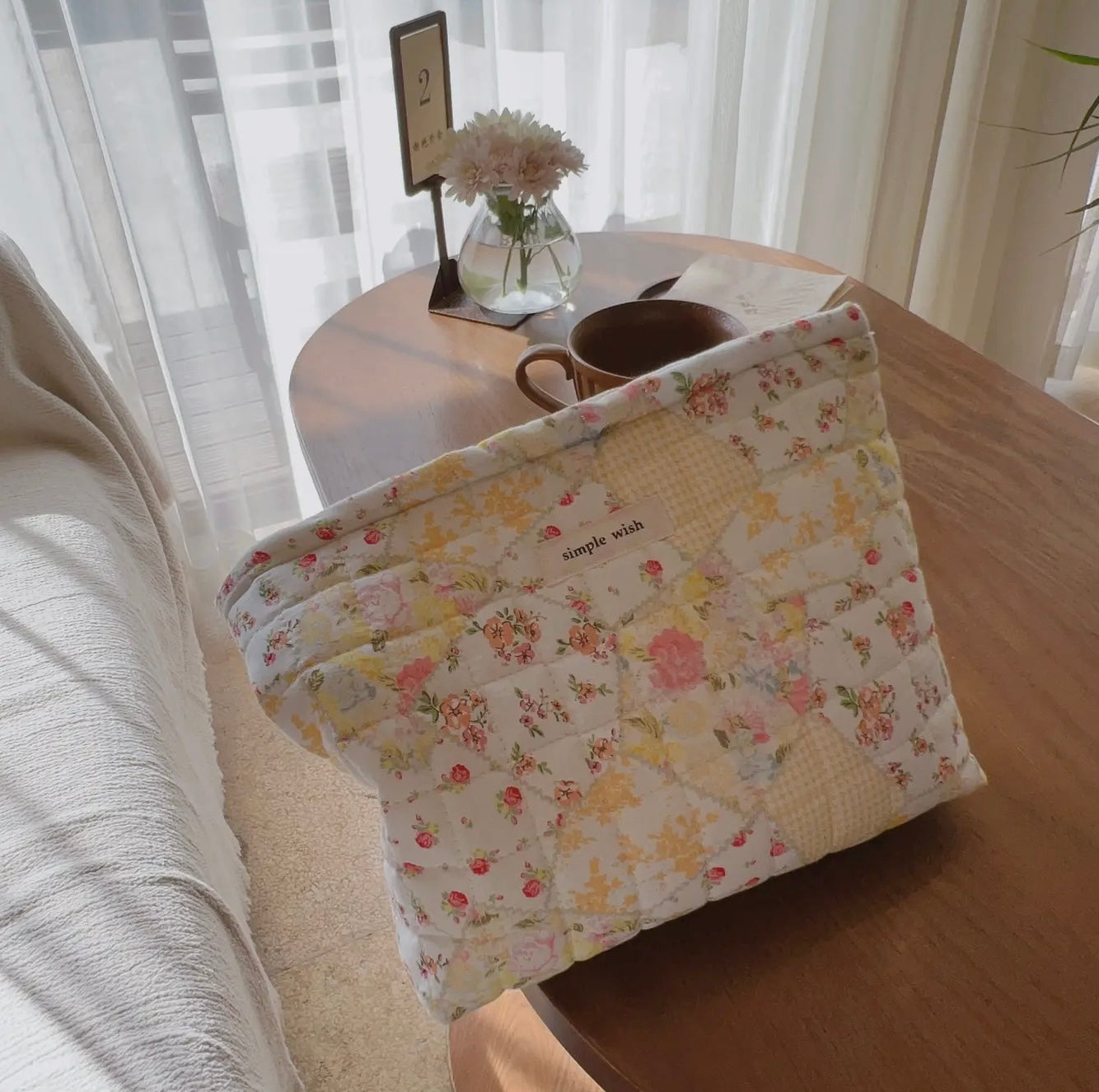 Flower Print Padded Large Capacity Cosmetic Bag