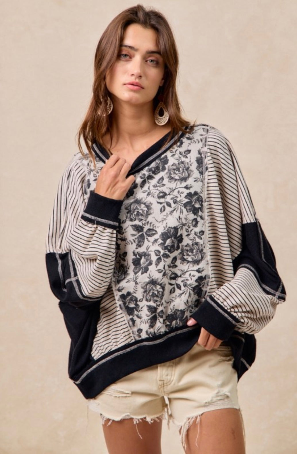 Rose Twill And Stripe Mix & Match Top