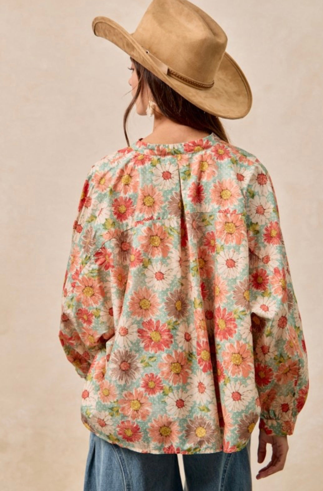 Flower Printed Dolman Sleeve Top
