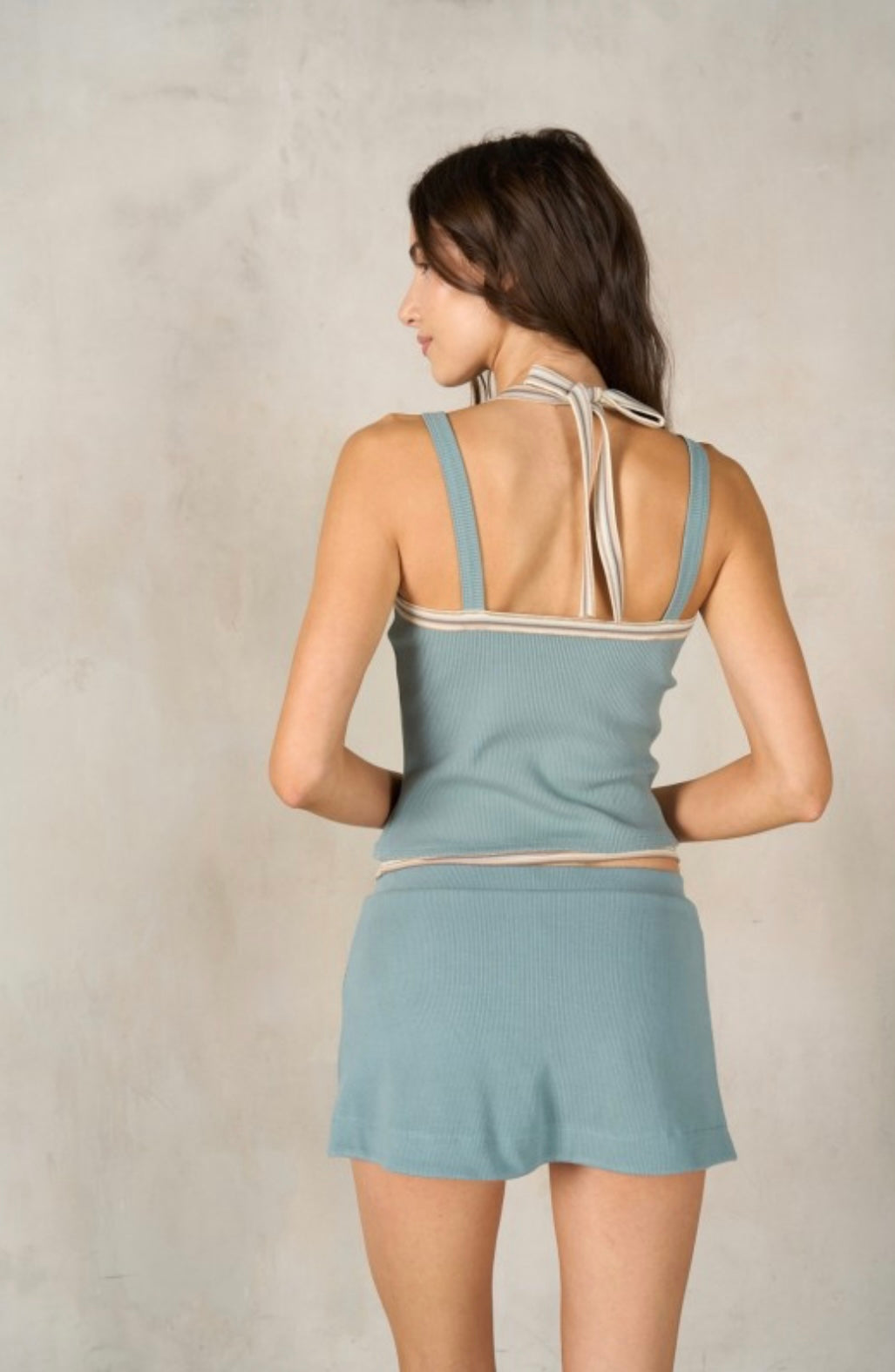 Tie Back Tank Set With Chain Detail Skort