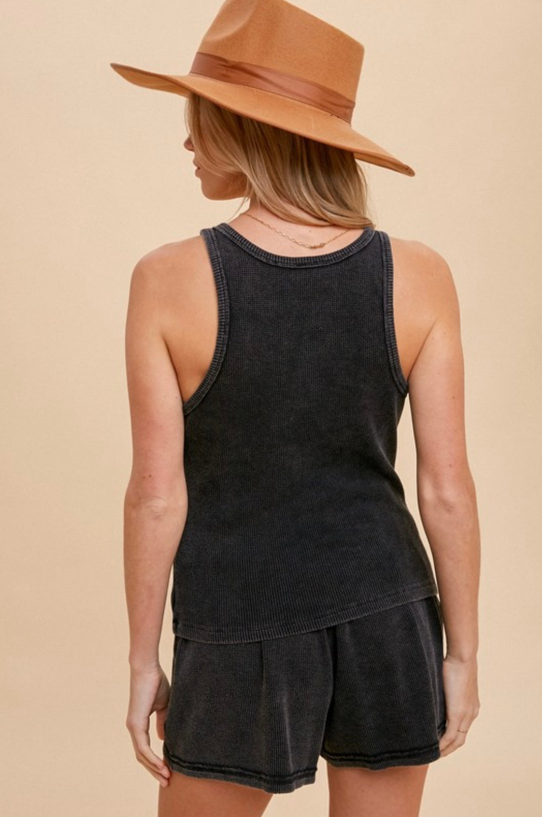 Distressed Snow Washed Black Tank