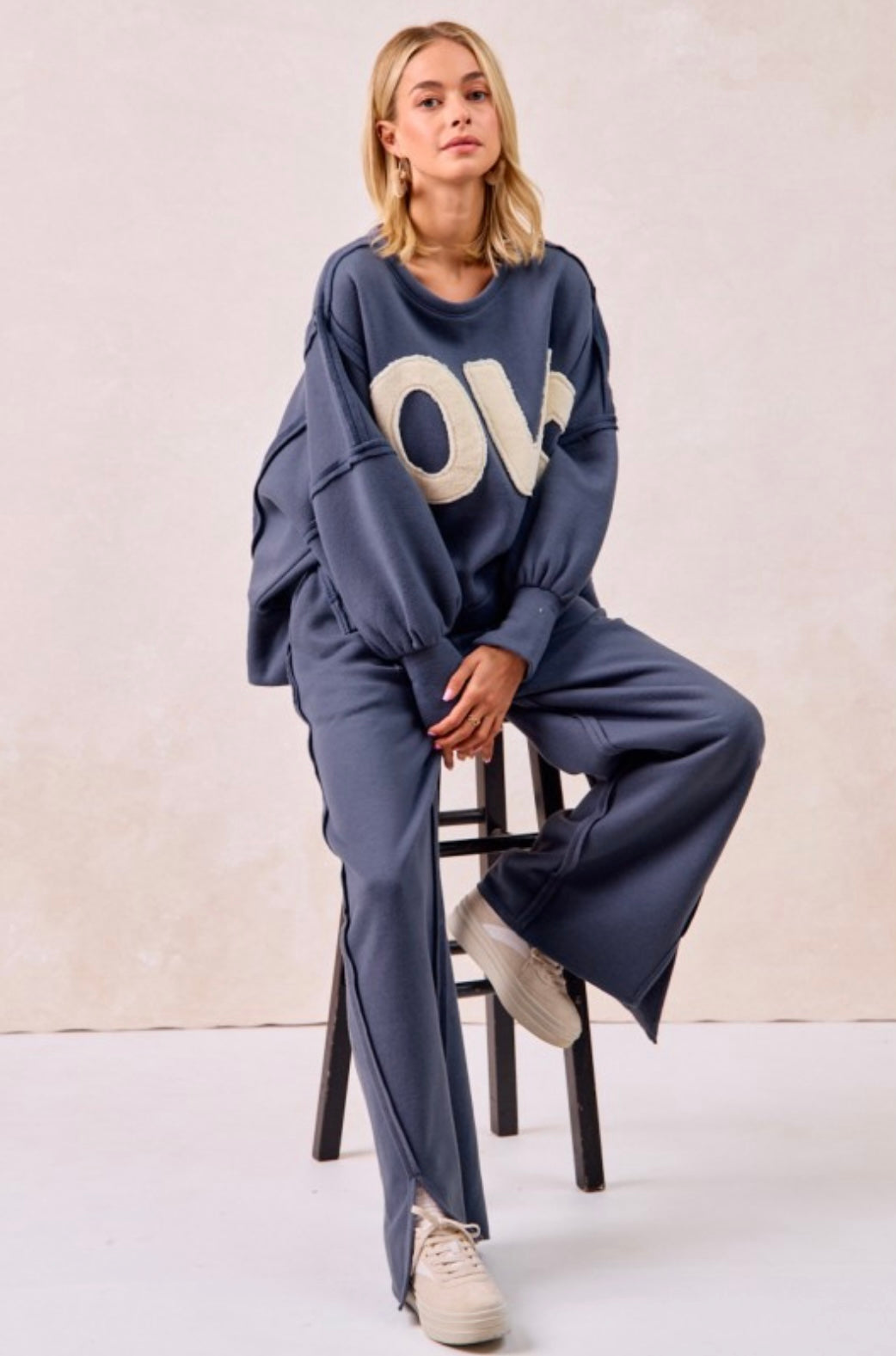 Love Patchwork Fleece Sweatshirt