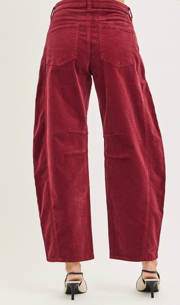 Risen Jeans Slouchy Ankle Barrel Corduroy Pants