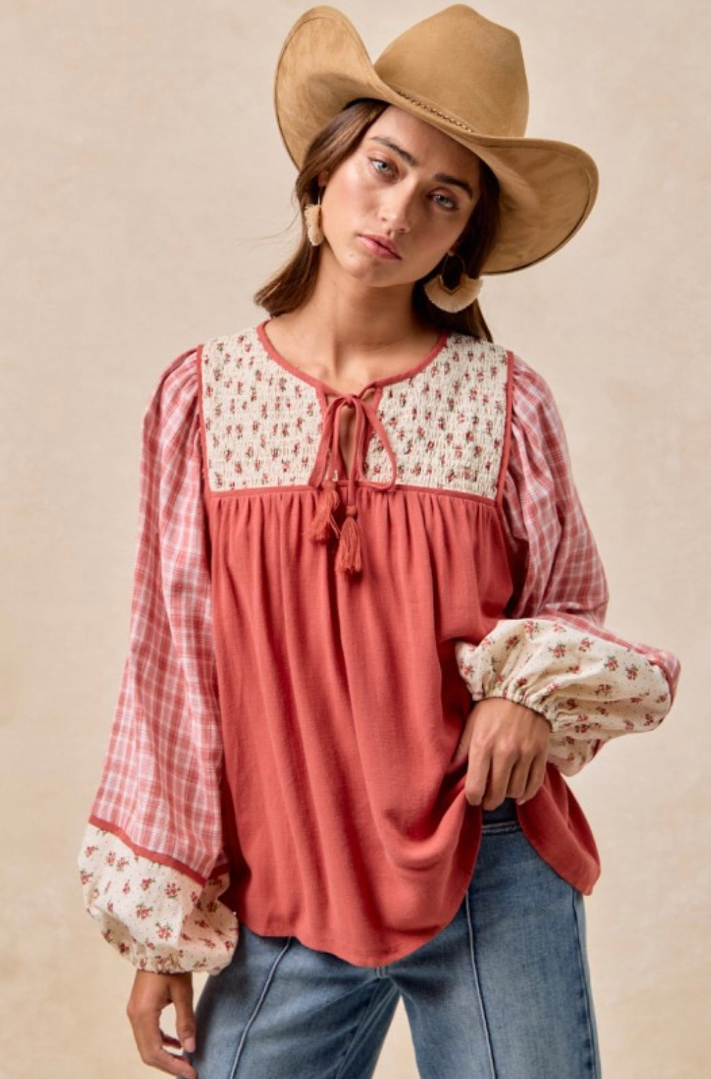Mix & Match Front Tie Top With Smocking Detail