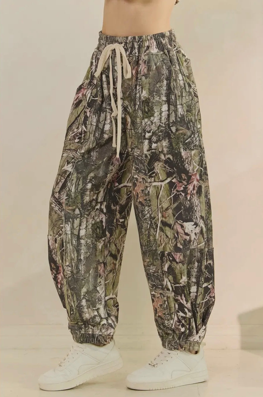 Camo Printed French Terry Pant