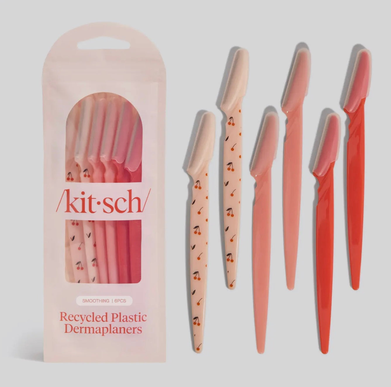 Kitsch Recycled Plastic Dermaplaners 6pc Set - Cherry Blossom