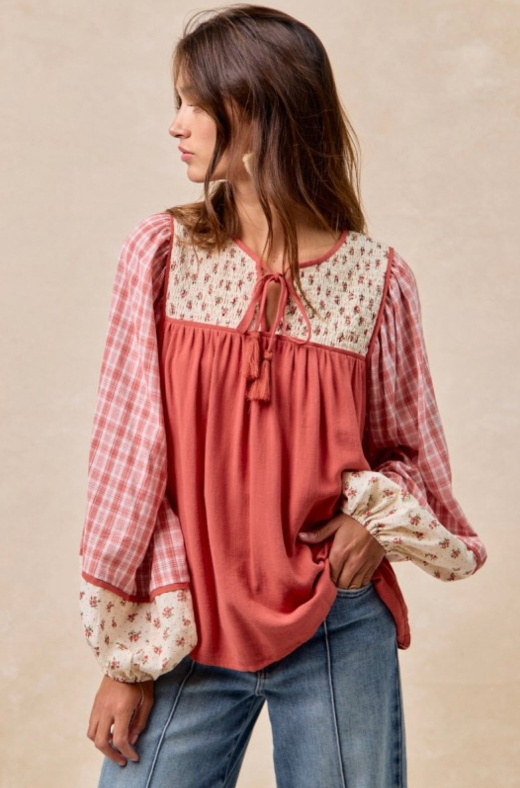 Mix & Match Front Tie Top With Smocking Detail