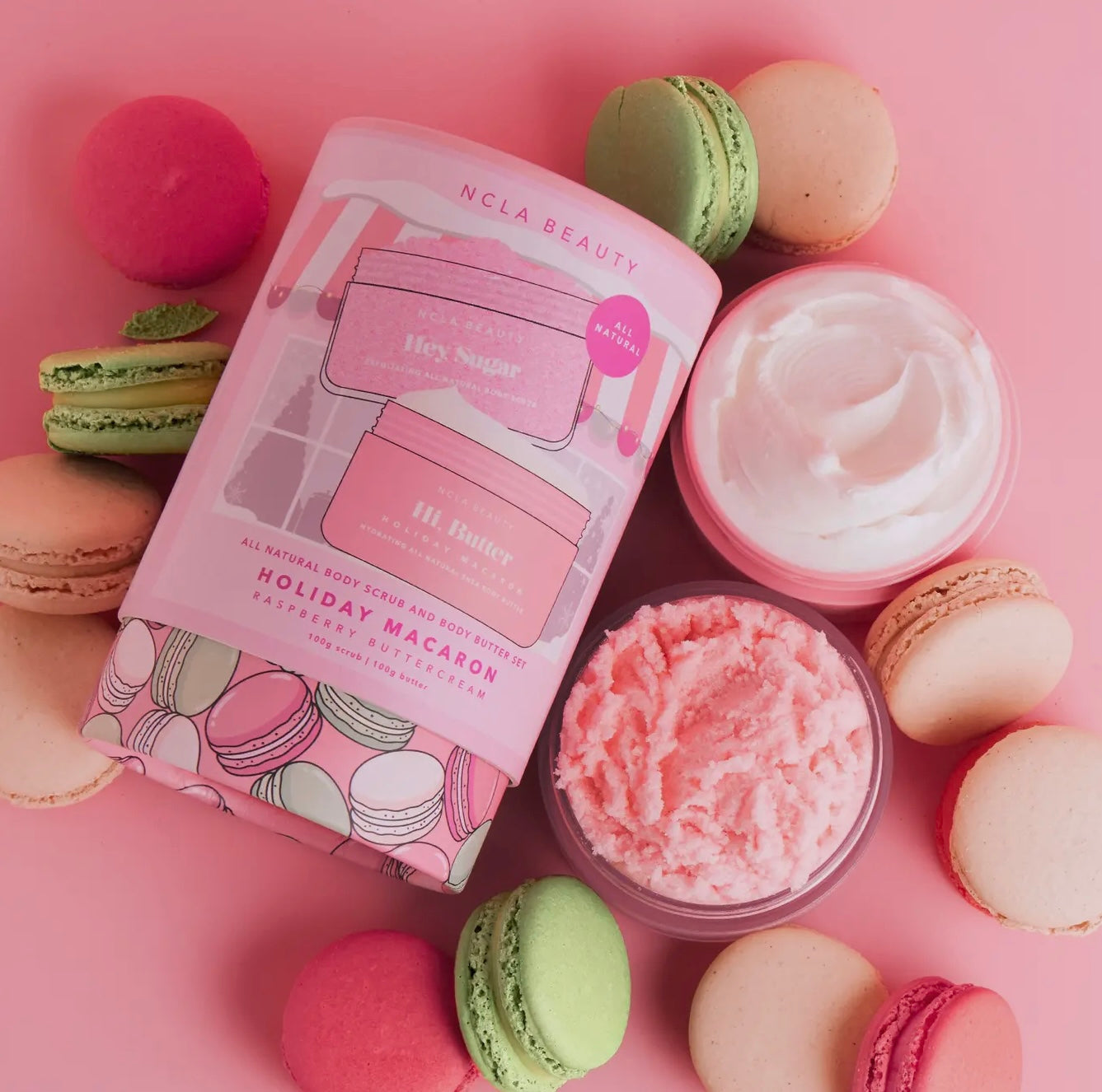 HOLIDAY MACARON BODY SCRUB + BODY BUTTER GIFT SET